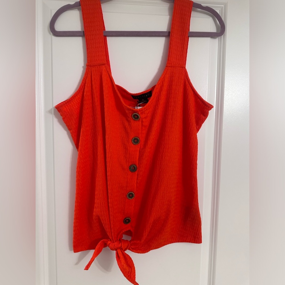 Sanctuary NWT tie front button up tank - orange